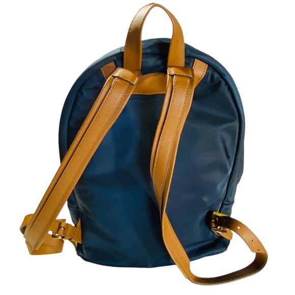 MICHAEL KORS Navy Nylon Saddle Saffiano Leather Strap JET SET Backpack Computer - Picture 3 of 12